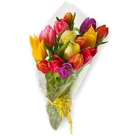 Букет разноцветных  тюльпанов